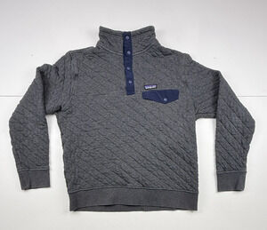 Patagonia Mens M Organic Cotton Quilt Snap T Pullover Gray Navy 25371 FA17